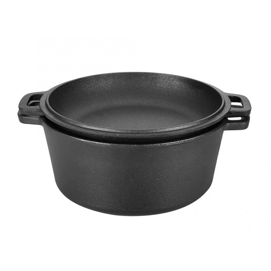 4.5l 2 In 1 Cooking Pots And Frying Pan Set Cast Iron Soup Pot Stockpot