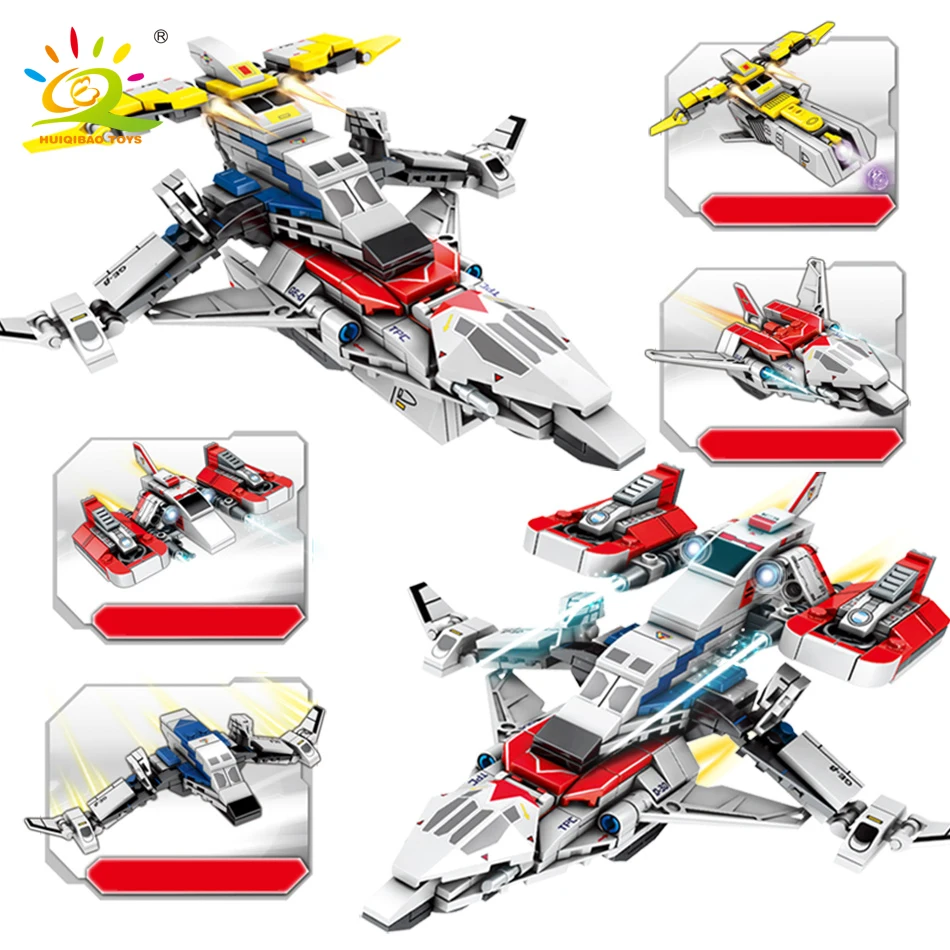 

HUIQIBAO TOYS 429pcs 4in2 Ultraman Fighter Building Block For Children Boys Legoingly Plane Ginga Zero Figures weapon set Bricks