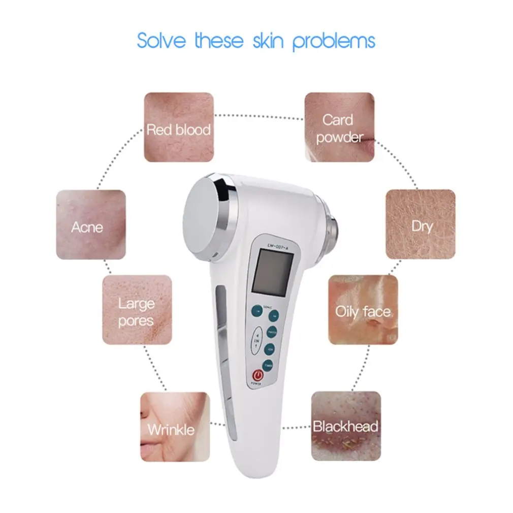 Double-Head Ultrasonic Beauty Instrument Ion Import And Export Cleansing Instrument Home Color Light Rejuvenation