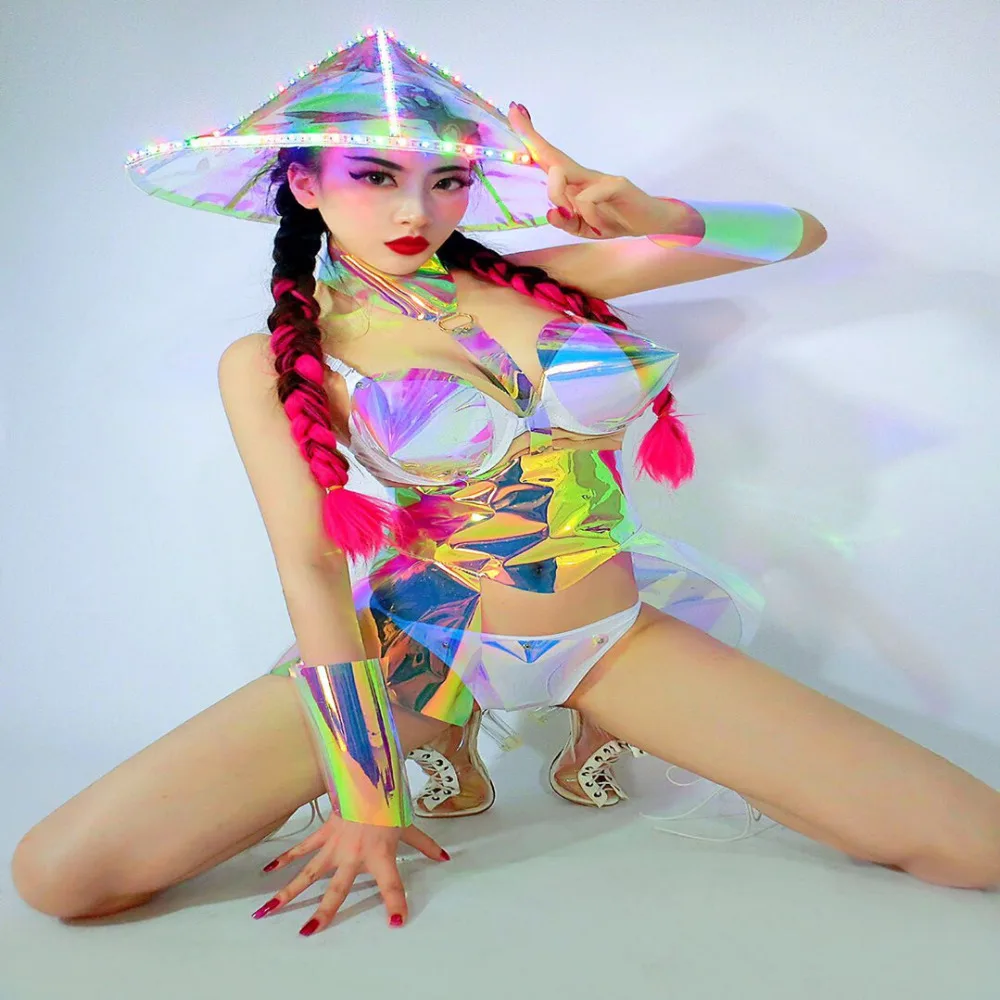 

Лазерная технология armour со светодиодной подсветкой, головной убор для косплевечерние вечерний танцевальный костюм, женская одежда для выступлений на сцене