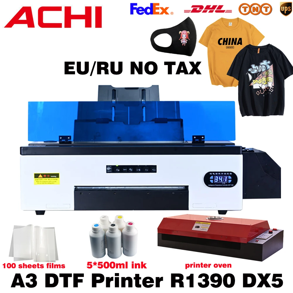 Achi A3 Dtf Printer Epson R1390 Dx5 Printer Head Heat Transfer Color