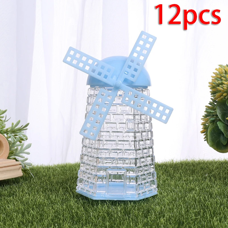 

12Pcs Candy Boxes Windmill Shape Transparent Plastic Candy Boxes Holder Sugar Containers Gift Wrapping Decoration