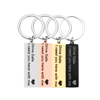 

4 Colors Couple Car Keychain Men Women Keychains Stainless Steel Pendant Accessories Love Key Ring Custom Drive Safe Key Chain
