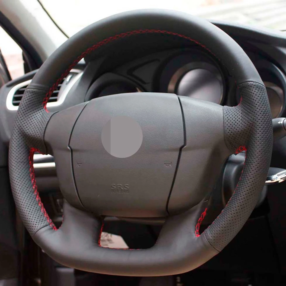 Ручной работы черный PU искусственная кожа автомобильные чехлы на руль чехол для Citroen C4L C4