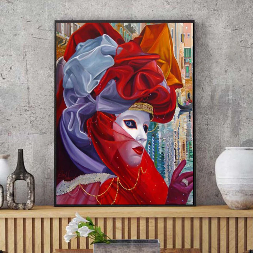 

5D DIY Diamond Painting Cross Stitch Full Square Diamond Embroidery"Mask Color Clown Scenery"Patterns Rhinestone Home Decor
