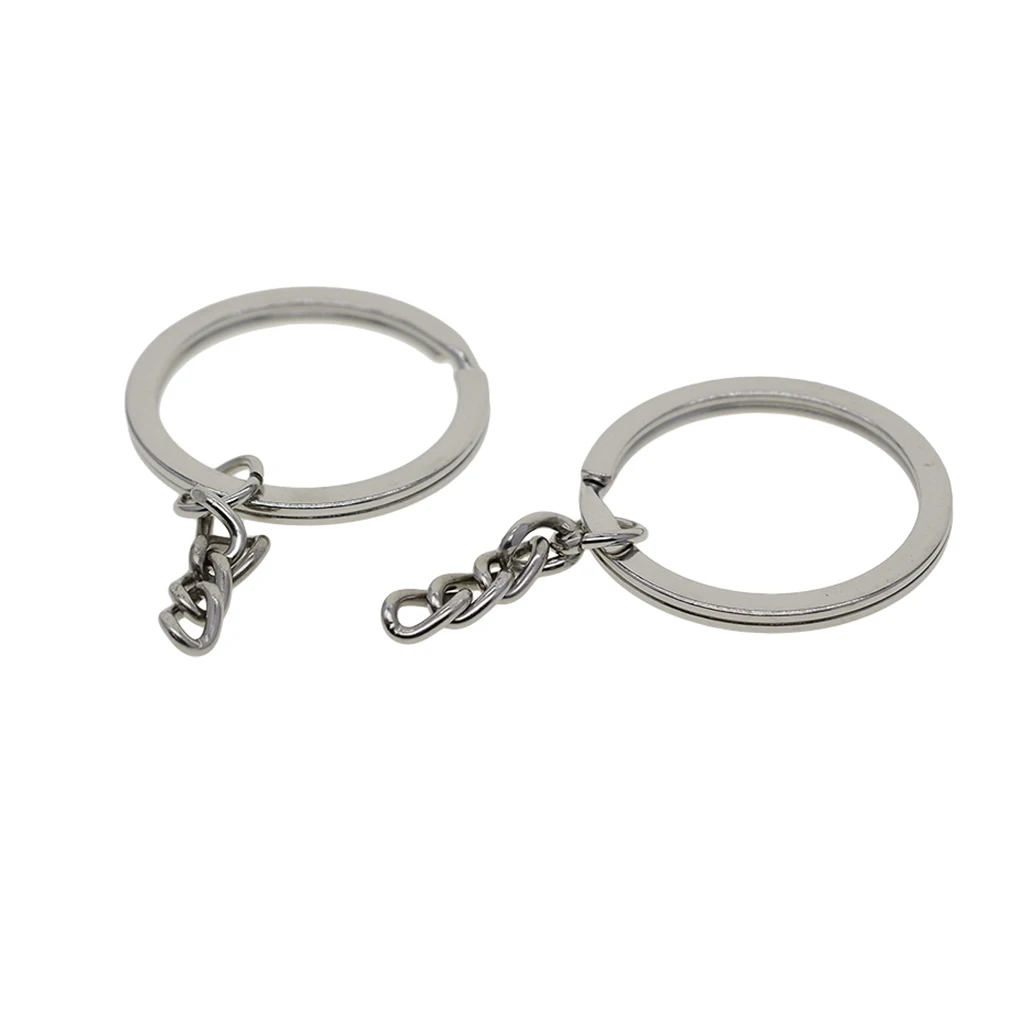 12pcs Split Ring Keychain Key Fob Connector 4 Link Chain Key Ring silver color DIY Home Car Key Chains Bag Parts Accessories