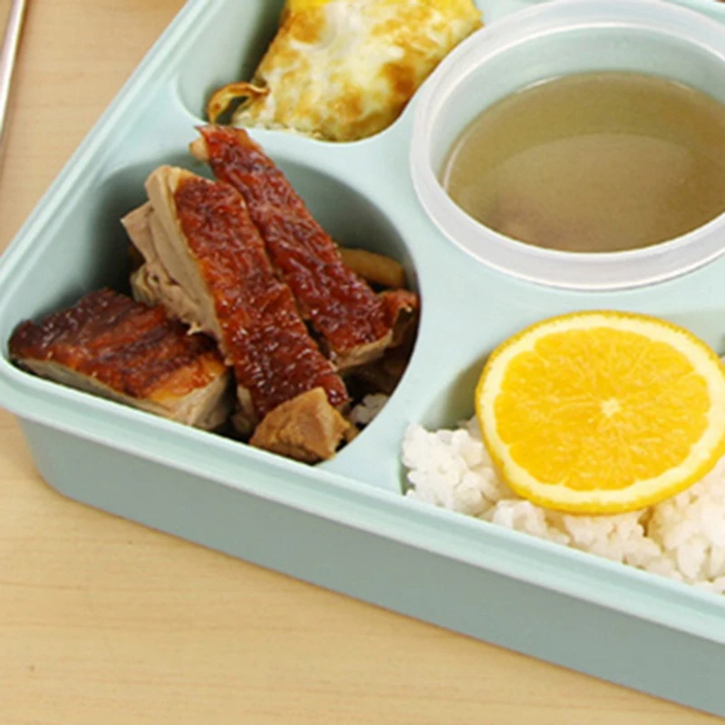 5 сетчатый Ланч-бокс из микрофибры, Bento box, герметичный портативный контейнер для еды, ящик для хранения для детей, миска для супа и ложка, большой размер
