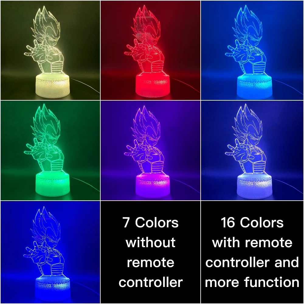 Awesome 3D Illusion Lamp Dragon Ball Z Goku Super Saiyan Figure Office Home Decoration Lamp Gift for Kids Child Led Night Light