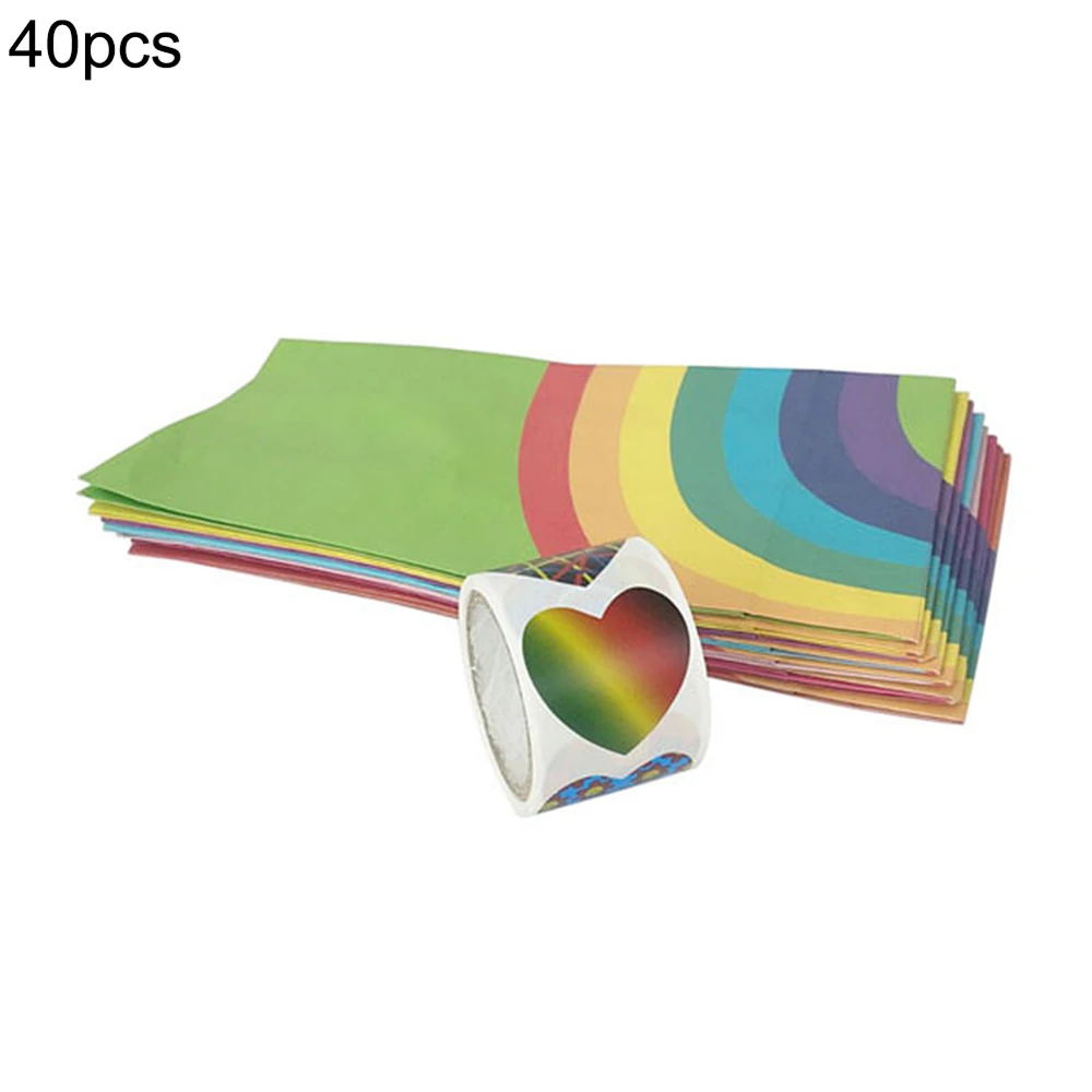 

40pcs Colorful Rainbow Food Bag Stand Up Paper Gift Bag Packaging Wedding Birthday Party Kraft Cookie/Candy Bag Party Decoration