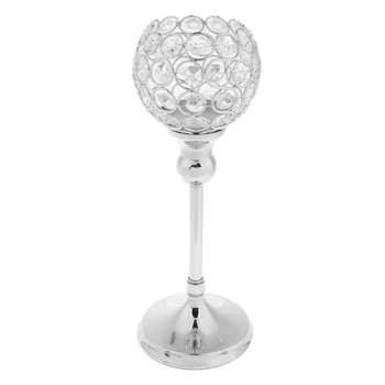 

Crystal Globe Pillar Wedding Banquet Table Centerpiece Gold/Silver Decorative Votive Candle Holder Lamp Festive Home Decor