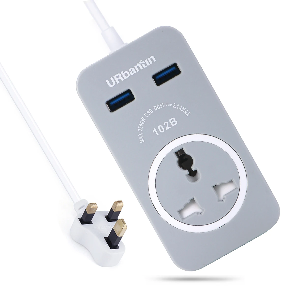 1AC розетки 2 USB выхода мощность полосы Смарт USB гнездо быстрой зарядки с британским адаптером мини Домашняя электроника - Цвет: Grey