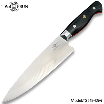 

TWOSUN Knives Damascus Blade Kitchen Knife Chef Knife Fruit Knife Sharp Cleaver Slicing Steak 165mm 7 3/4"inch G10 Handle TS519