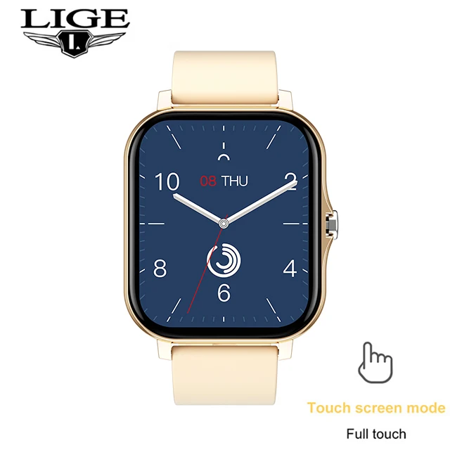 LIGE 2021 New Smart Watch Women Men Bluetooth Call Fitness Tracking Heart Rate Custom Dial Sports Waterproof Women's Smartwatch 