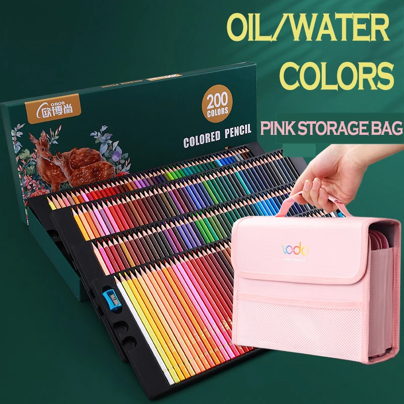 colored pencils storage professional crayon with gift box 120 colors adult artist set unique oil based art pencil birthday gifts 200/150/120/72/48 Colored Pencil with Pink Storage Bag Professional Artist Painting Oil Color Pencils For Drawing School Supplie