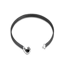 Подлинный 925 пробы Серебряный окисленный сетчатый Браслет для женщин ювелирные изделия