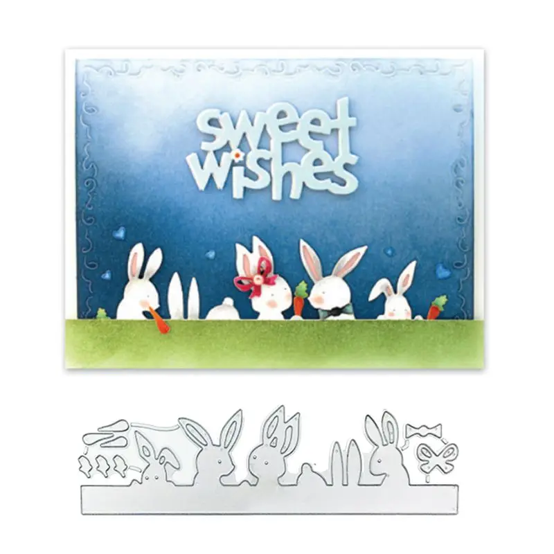 Cute Cartoon Rabbit Metal Cutting Dies Stencil Scrapbooking DIY Album Stamp Paper Card Embossing Decor Craft | Дом и сад