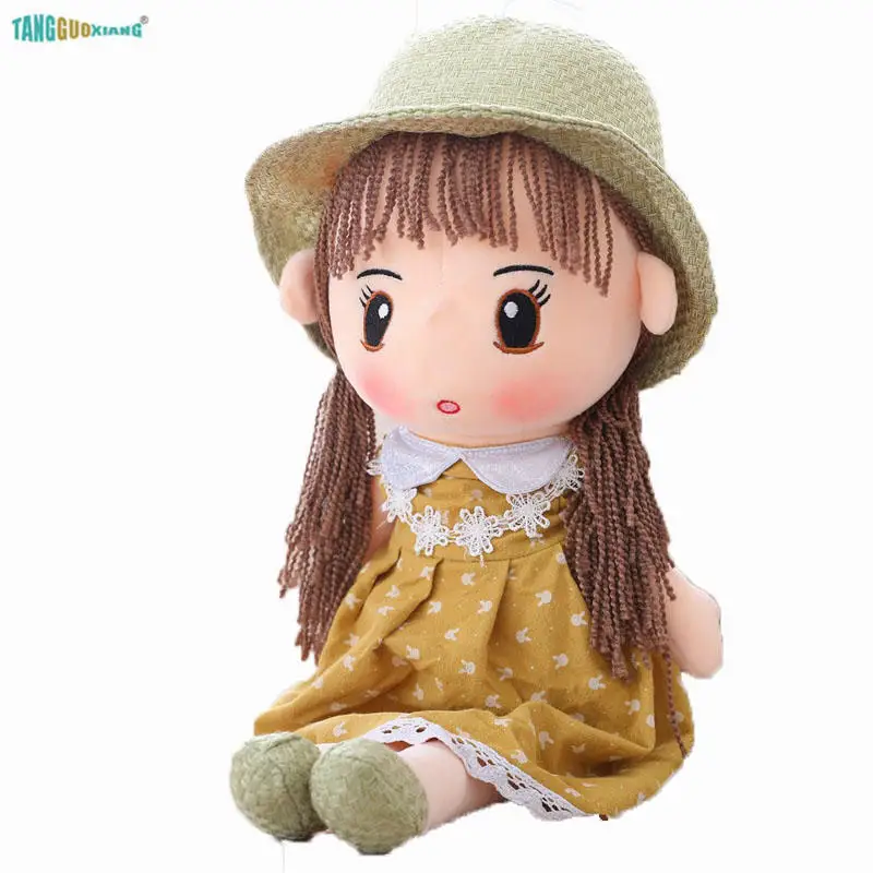 

45-70cm Cute Humanoid Figure dolls soft stuffed plush character toys lady girl doll 100% cotton kids toy Figures birthday gifts