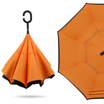 

SUPER BIG SALE Umbrella Double Layer Reverse Umbrella Outdoor Use Windproof UV Protection With C-Shaped Handle