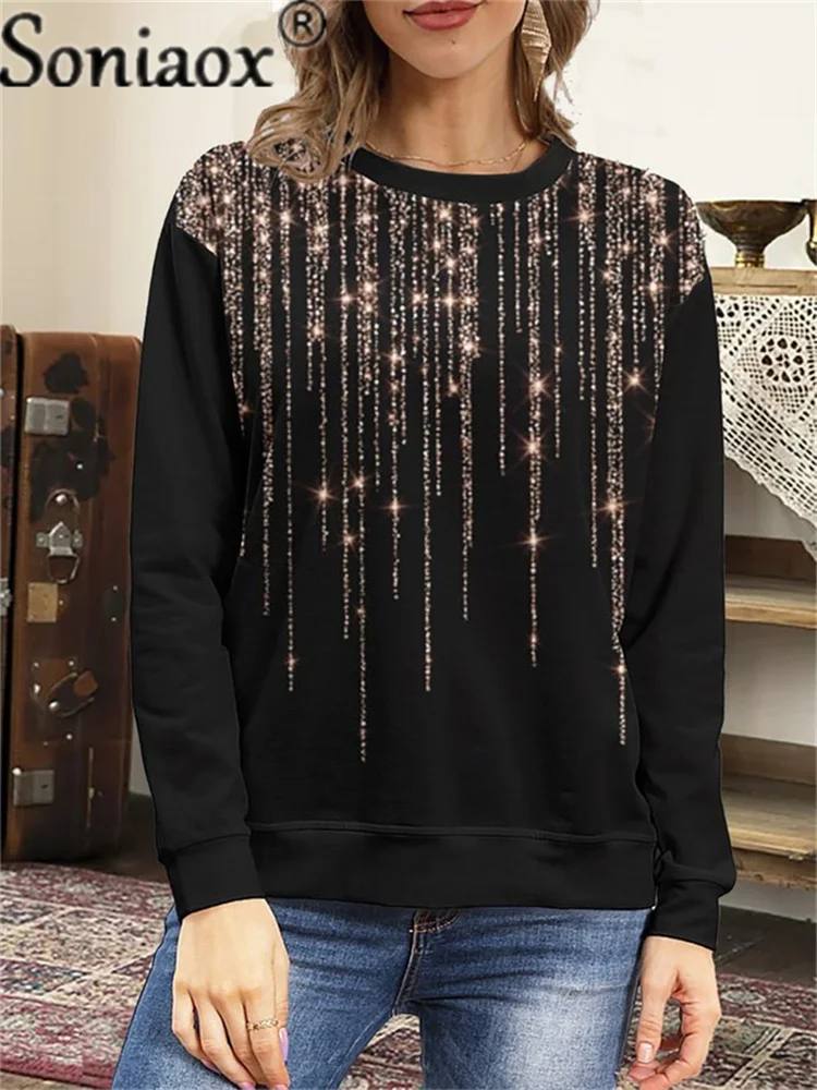 2022 Spring Autumn Starry Print Women Fashion Round Neck Long Sleeve Hoodies Sweatshirts Harajuku Vintage Pullover Tops Moletom