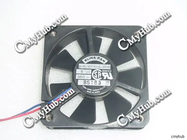 Для ELINA вентилятор HDF6015L-05HB DC5V 360mA 6015 6 см 60 мм 60x60x15 2-контактный охлаждающий |