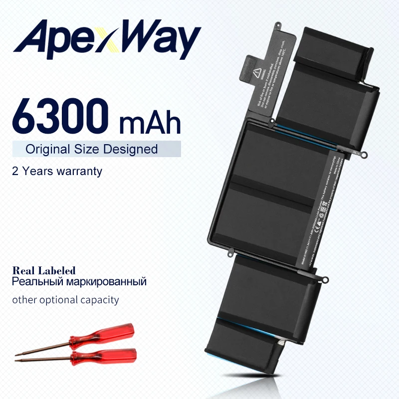 Аккумулятор ApexWay для ноутбука Apple MacBook pro Retina 11 34 в Вт/ч A1493 13 дюймов A1502 (2013 2014