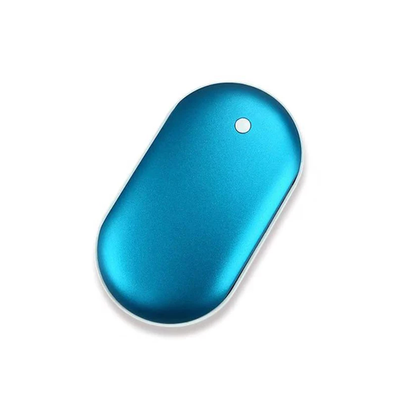 Blue 5200 мАч 5 в Мини милый USB Перезаряжаемый светодиодный Электрический подогреватель для рук, карманный нагреватель для путешествий, домашнее потепление, внешний аккумулятор 2 в 1 - Цвет: Blue