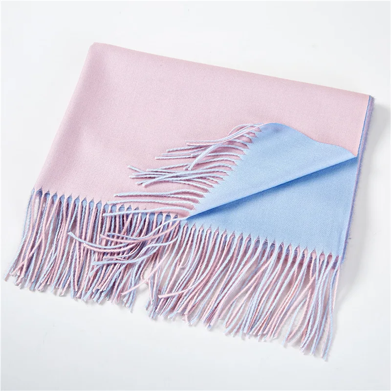 

2019 New Winter Warm Cashmere Tassel Hijab Scarf for Women Solid Color Plain Thickened Wool Pashmina Scarfs Shawls Foulard Femme
