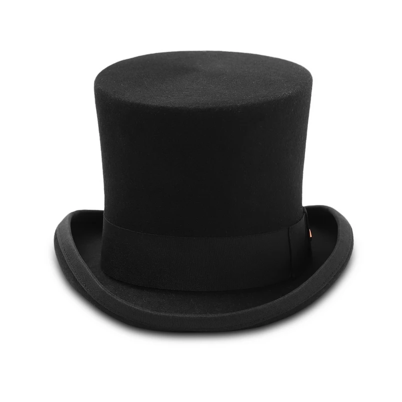 GEMVIE 17cm 100% cappello a cilindro in feltro di lana per uomo donna cilindro  cappello alto Topper cappellaio pazzo Costume da festa cappello da teatro  mago Fedora|Men's Fedoras| - AliExpress
