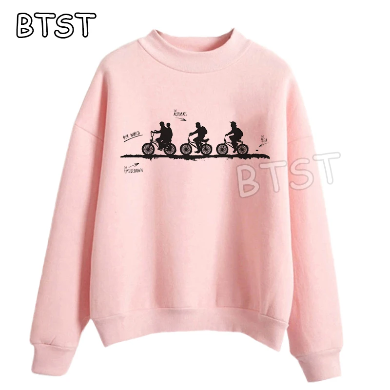 Harajuku Stranger Things 3 женские толстовки розовая одежда женская одежда зимние модные пуловеры толстовки Готическая негабаритная Толстовка
