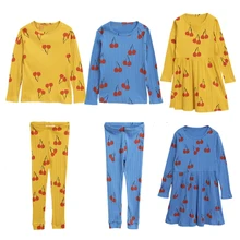 Новинка г.; осенние платья с длинными рукавами и рисунком вишни; костюмы для маленьких девочек; детские спортивные костюмы; толстовки для мальчиков; детские штаны на Рождество