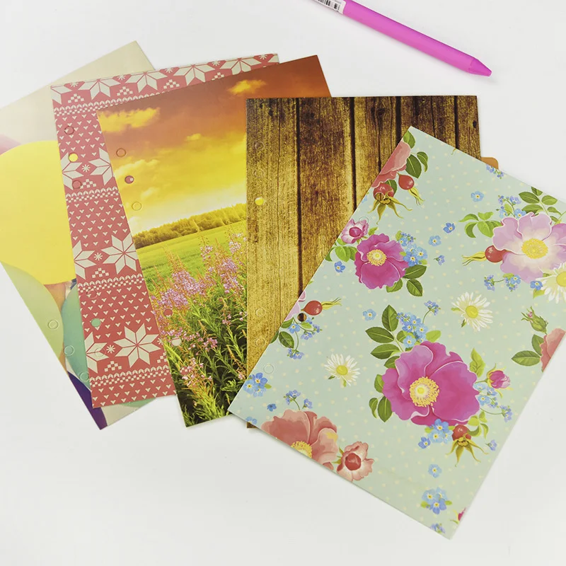 1 juego/lote A5 A6 Color cuadernos bonitos serie separación Página 6 agujero Loose-leaf bolsillo Índice Página 6 HOJA DE separación 5 hojas