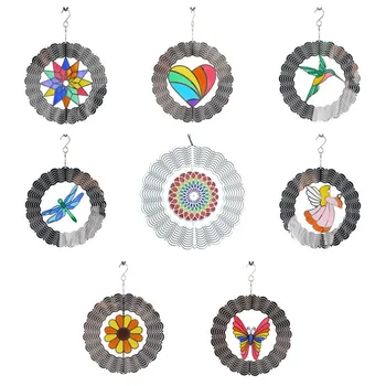 

3D Metal Wind Spinner Multicolored Art Garden Wind Chimes Window Hanging Home Decoration New arrive