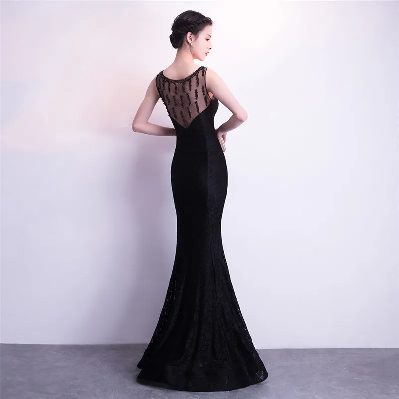 Skyyue вечернее платье с круглым вырезом без рукавов robe De Soiree Soild Crystal женские вечерние платья плюс размер вечерние платья C158