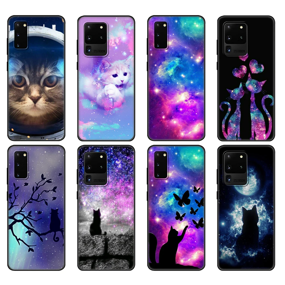 Custodia In Tpu Nero Per Samsung Galaxy S20 /S20 Plus/S20 Ultra/S20 + /S20Fe Cover Posteriore Galaxy Cat Universe
