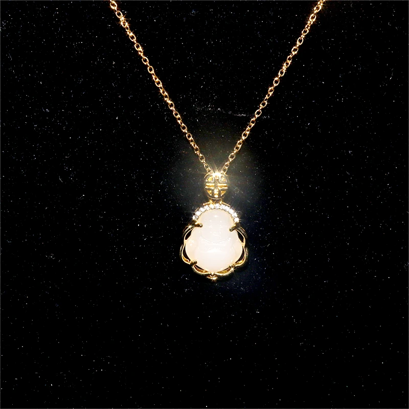 Bling White Pink Buddha Necklace for Women Luxury Jewelry Buddah Necklace Pendant Exquisite Birthday Gift Bling White Pink Buddha Necklace for Women Luxury Jewelry Buddah Necklace Pendant Exquisite Birthday Gift