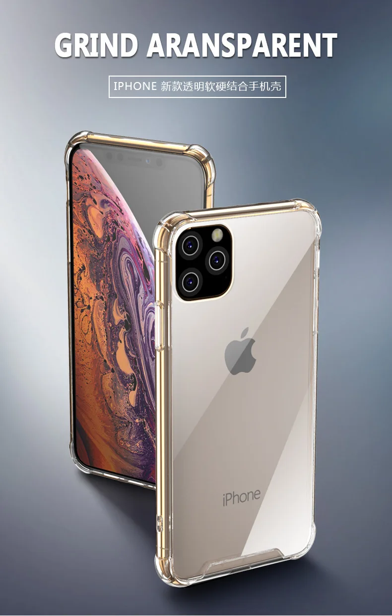 Прозрачный чехол из ТПУ для iPhone 11 Pro Max, высококачественный мягкий силиконовый Жесткий чехол из поликарбоната, ударопрочный чехол для iPhone 11 Pro Max Coque