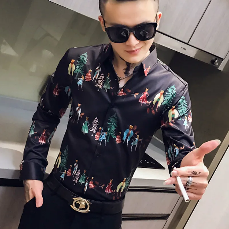 Высококачественные повседневные мужские рубашки с длинным рукавом Drees, рубашки Slim Fit camisa masculina, уличная одежда для ночного клуба, вечерние, для выпускного вечера, мужская одежда