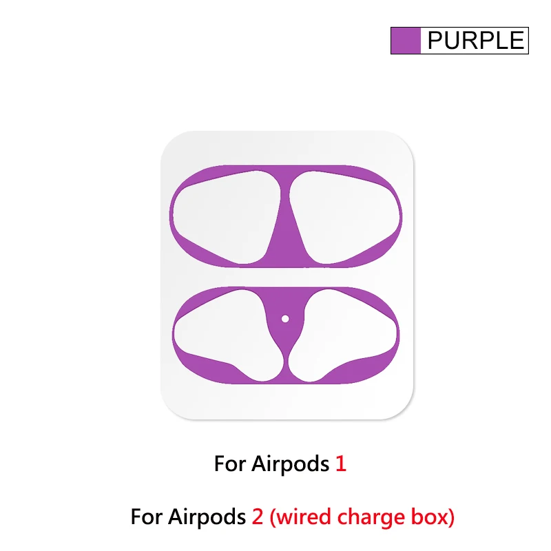 1 пара стикеров s для AirPods 2 1 металлическая Пылезащитная наклейка Аксессуары для наушников Пылезащитная наклейка для Apple AirPods 2 - Цвет: Фиолетовый