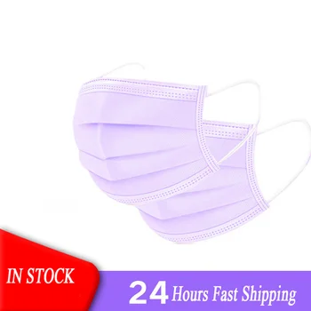 

In Stock! 20/50/100 Pcs Purple Face Mouth Mask Disposable Cotton Mouth Face Mask 3 Layers Filter Non-Woven Earloop Mask 24h Ship