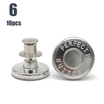 

10pcs Retractable Jeans Button Adjustable Removable Stapleless Metal Button Zinc Alloy Round JL