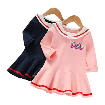

2020 New LOL Surprise Dress for Autumn Dress Girls Sailor Suit Long Sleeves Dress Western Style Toddler Girl Clothes Pink