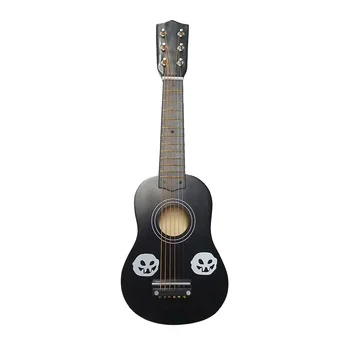 

21-Inch Children Guitar Musical Instrument With Six Real Strings Children School Play Christmas Birthday Gift-Black Pumpkin Head