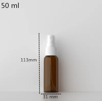 50 шт. 5 10 100 мл ярко-коричневый пластиковый спрей для духов пустые бутылки Портативный лосьон небольшой контейнер для лейки - Цвет: 50ml white lid 50pcs