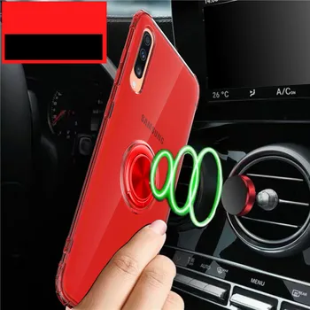 

Transparent Phone Case For Samsung Galaxy S10 Plus S10E Note 10 Pro A50 A70 A10 M20 Car Magnetic Case Finger Ring Holder Cover