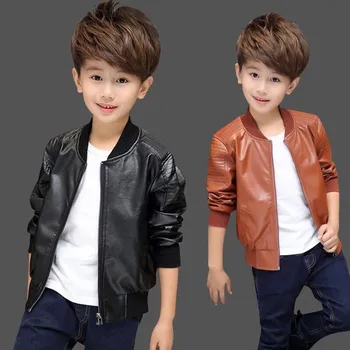 

Boys Jacket PU Leather 2020 Autumn Winter Jackets For Boys Plus velvet Coats Kids Outerwear For Teen Children Jacket 2-14 Years