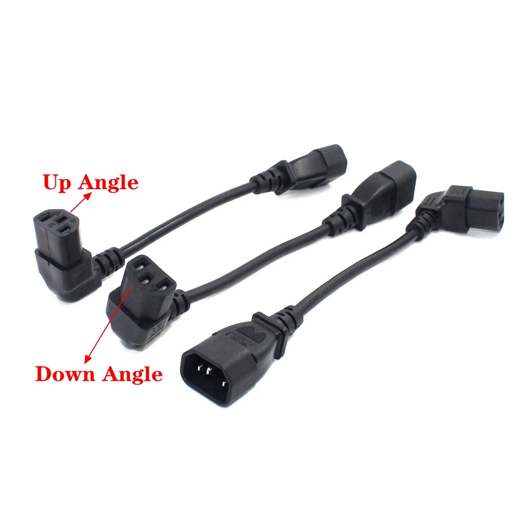 Cabo de Extensão C13 do Ângulo do Conversor do Ângulo de Iec60320 C13 para C14 Pdu Acima para Baixo para Baixo do Ângulo Direito Cabos de Alimentação Macho para Fêmea Cabo de Alimentação ca - Imagem 5