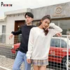 Prowow Winter Spring Women Sweatshirt Yellow O-neck Man Top Clothes Plus Size Thin Velvet Pullovers Shirts Black Hoodies White 3