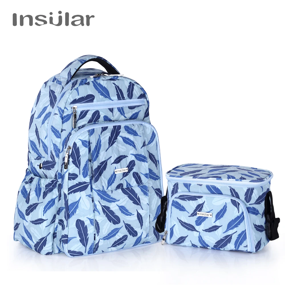 

2 Pcs/Set Multi-functional Diaper Bags Backpack And Thermal Insulation Bags Set For Baby Care Travel Nappy Mommy Bag