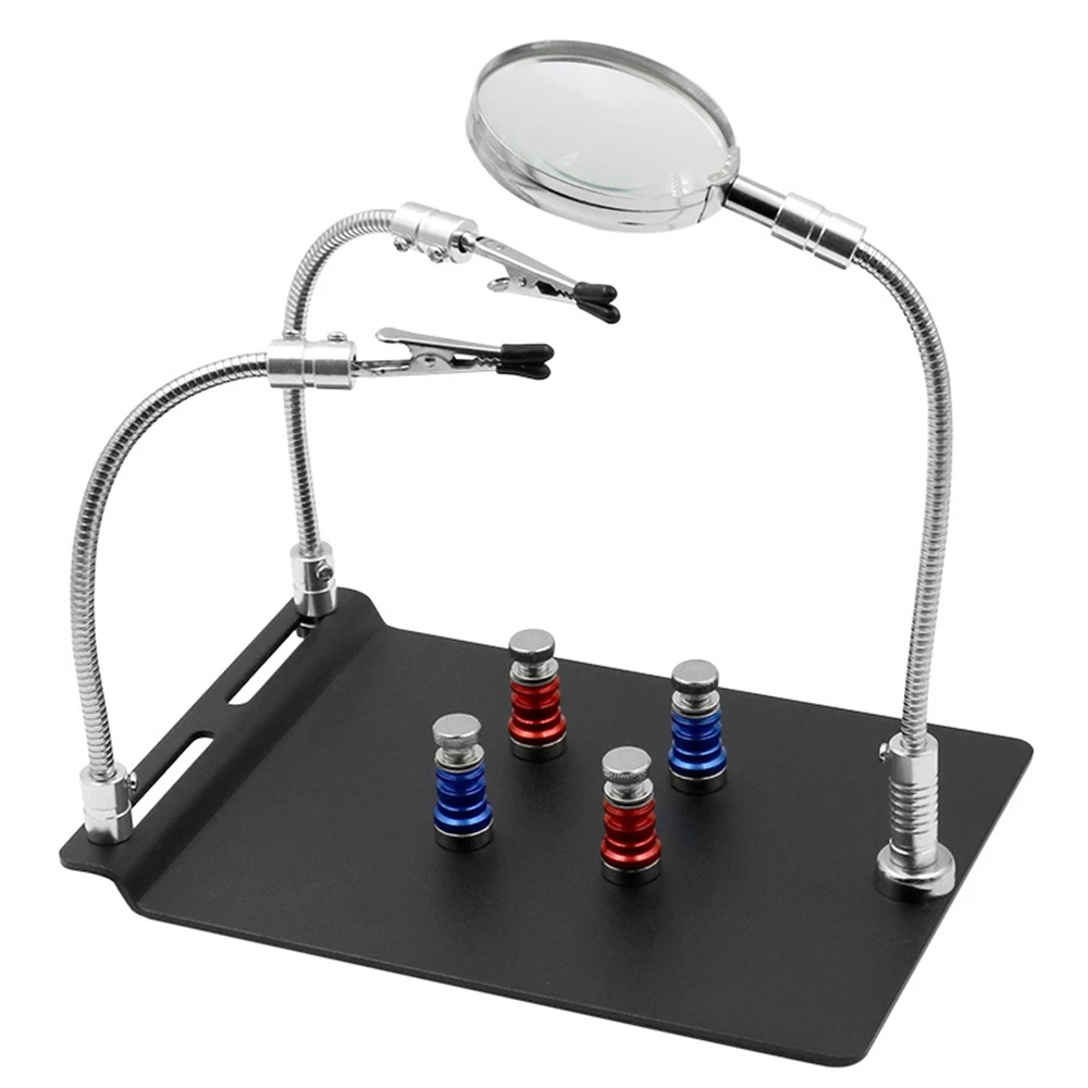 

1 set Magnetic PCB Board Fixed Clip Flexible Arm Soldering Third Hand Magnifier Glass Soldering Iron Holder Repair Tools