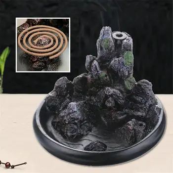 

Backflow Incense Cone Burner Incense Stick Coil Holder Rockery Mountain Stream Fragrant Censer Decor Ceramic Backflow Incense